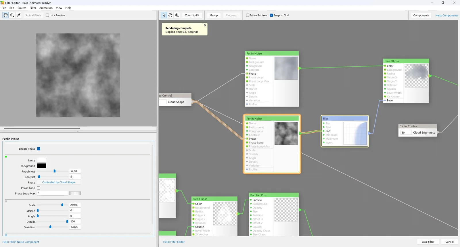 Official Filter Forge 15 Filter Editor screenshot showing a procedural node graph and highlighted connections