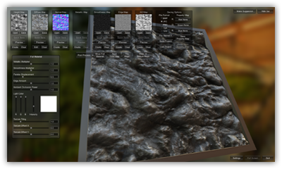 Official Materialize screenshot showing source and generated maps beside the live material preview and controls