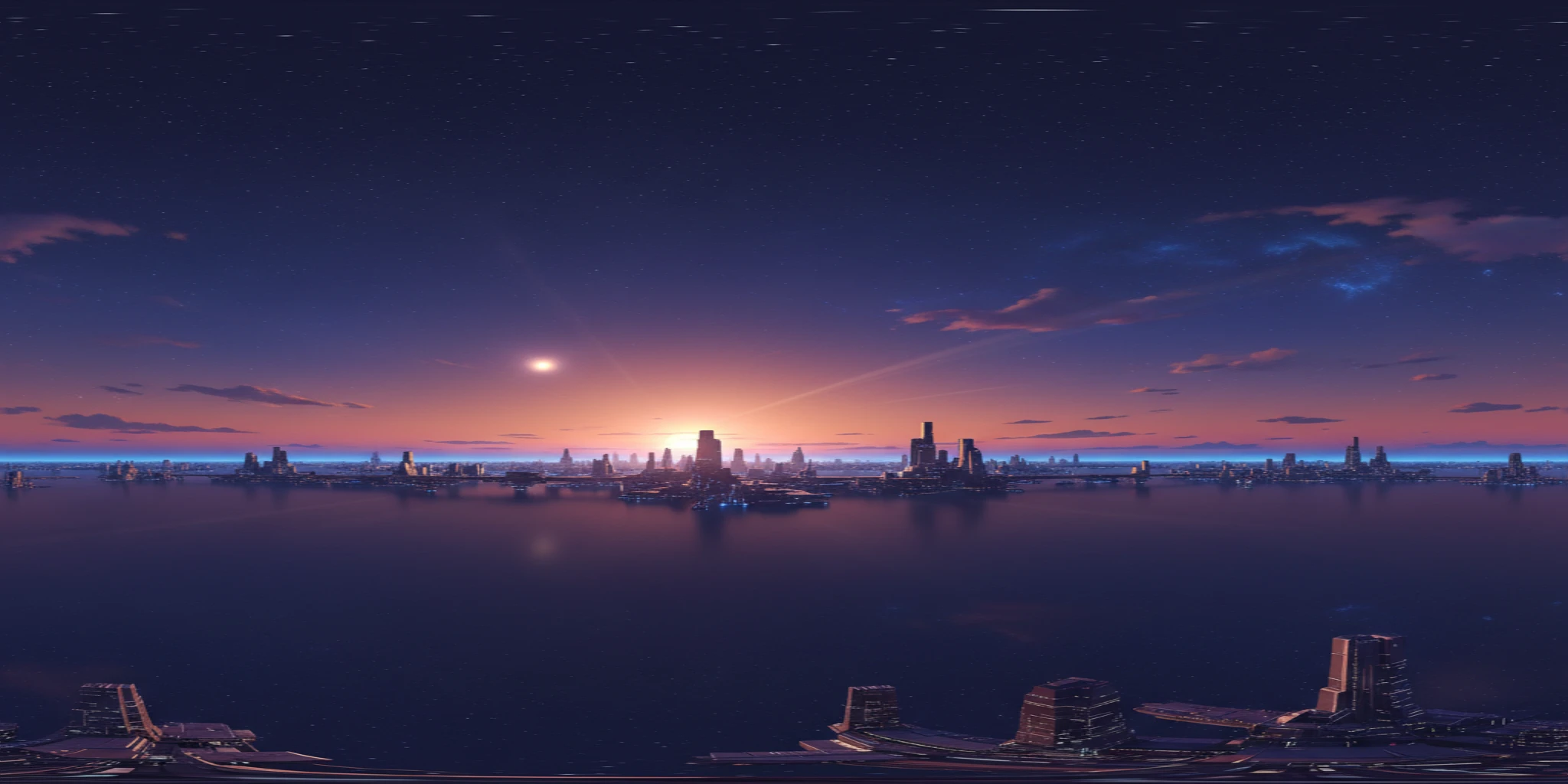 PLAYTEX AI equirectangular sunset used to verify a Three.js HDRI environment with HDRLoader and PMREM