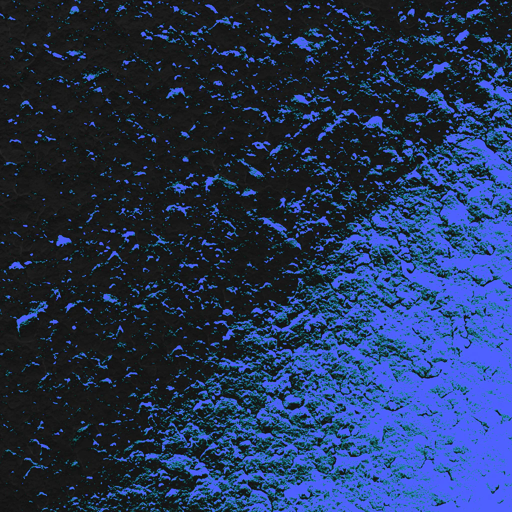 PLAYTEX AI Material Delighter cyan and blue shadow heatmap for the direct-sun controlled test