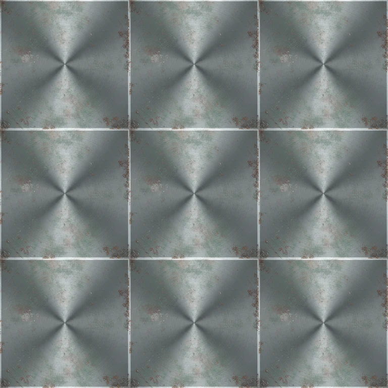 Three by three repeat of Brushed metal