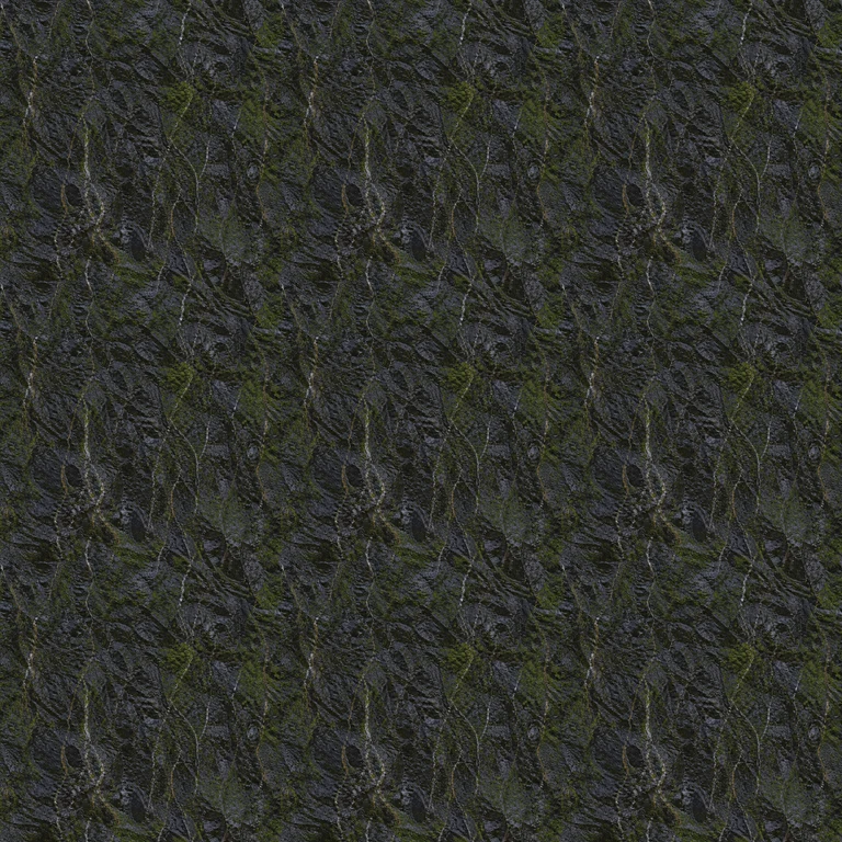 Three by three repeat of Wet basalt with moss